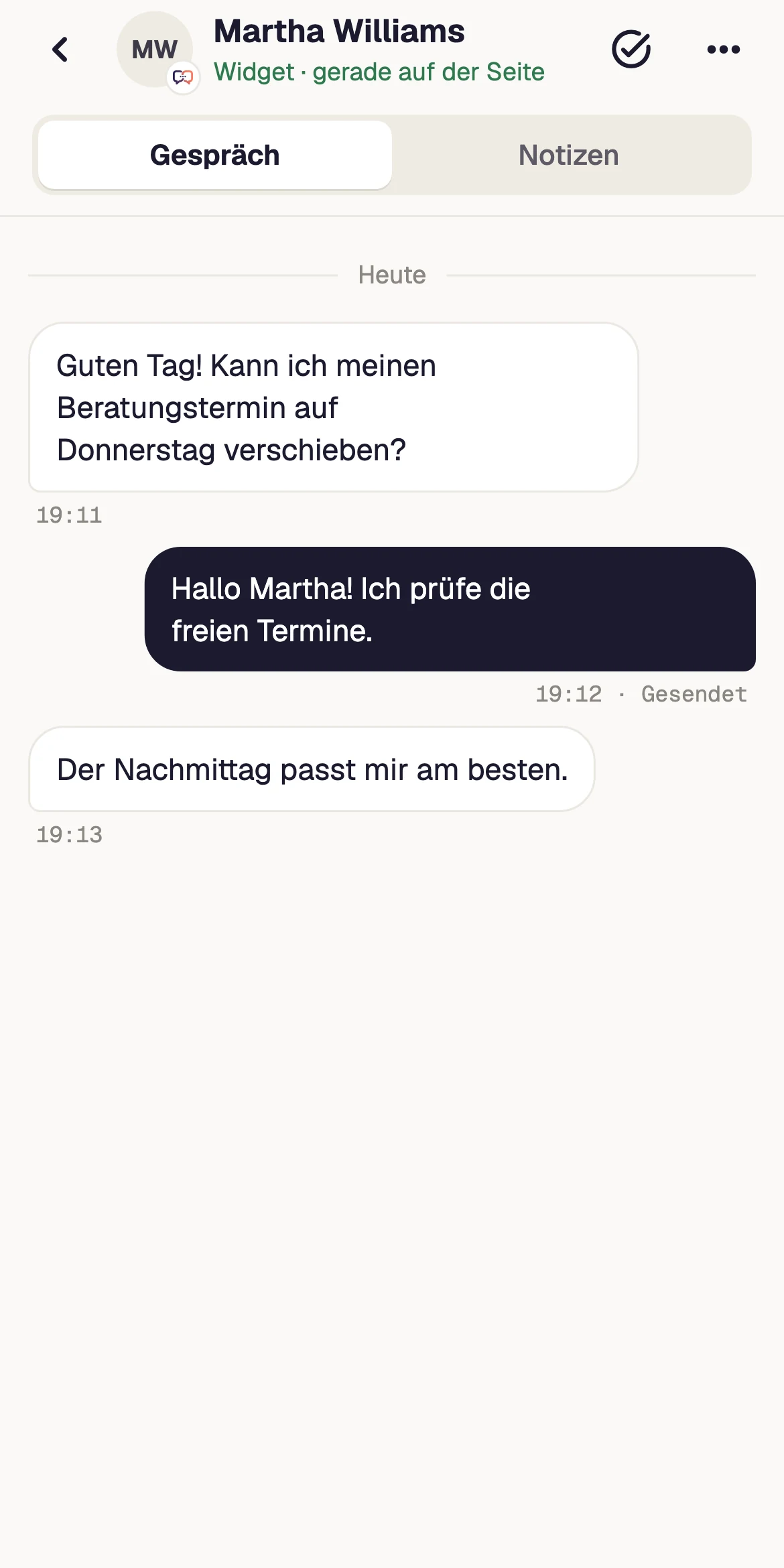 Copilot neben deiner Antwort — Ansicht mit Demonstrationsdaten