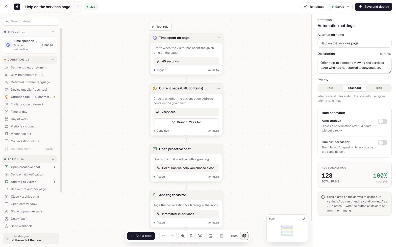 Automations: the real Meetlead interface with sample data