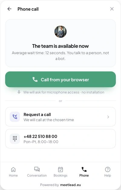 Let’s talk — view with demonstration data